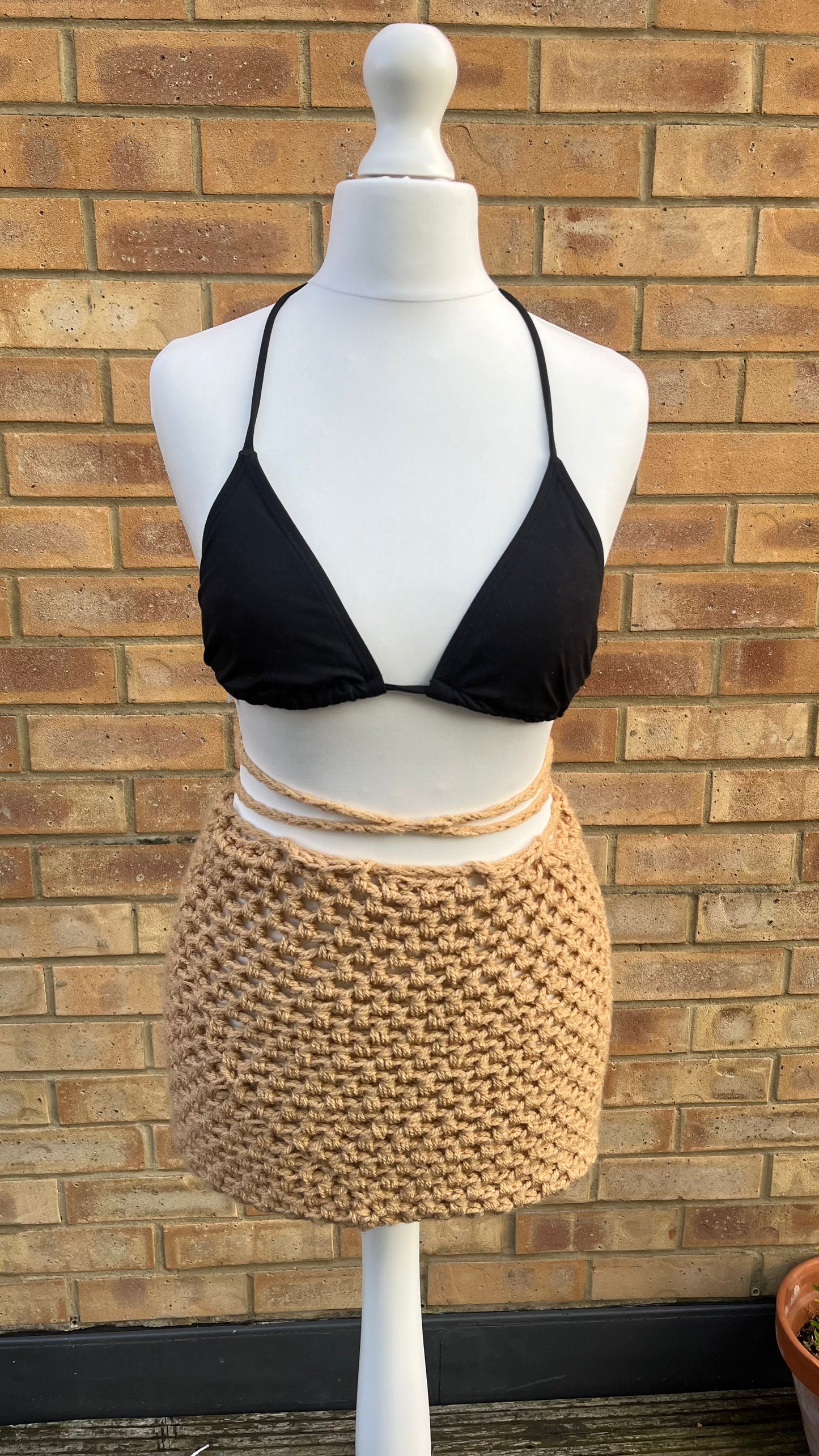 Chunky Beach Skirt with Drawstring Waist Tie Detail