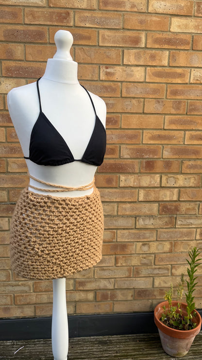 Chunky Beach Skirt with Drawstring Waist Tie Detail